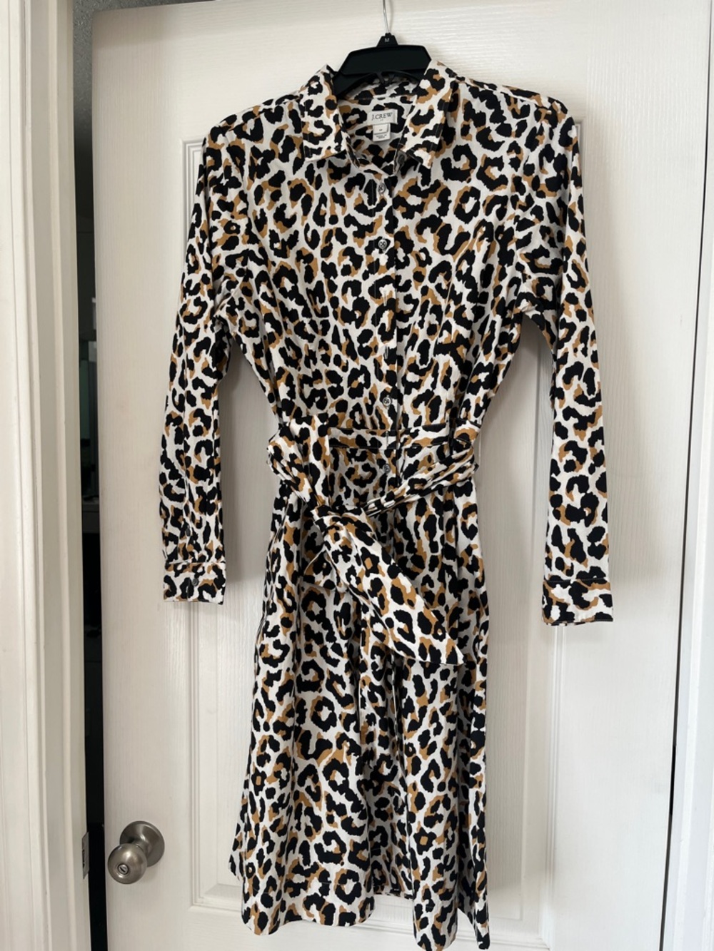 J. Crew Leopard Print Shirt Dress in White, Black & Tan, 10